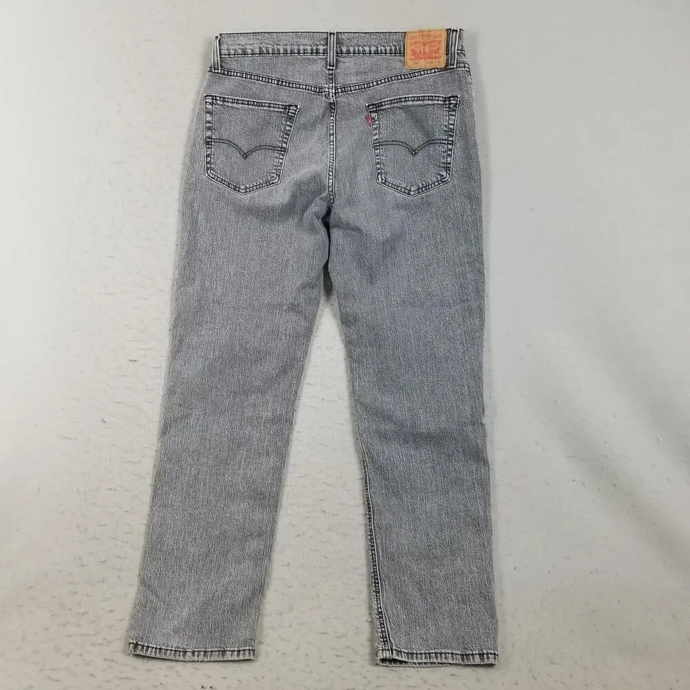 Levis 541 Jeans Mens 36x31 Gray Light‎ Wash Athletic Tapered Stretch Denim Pants
